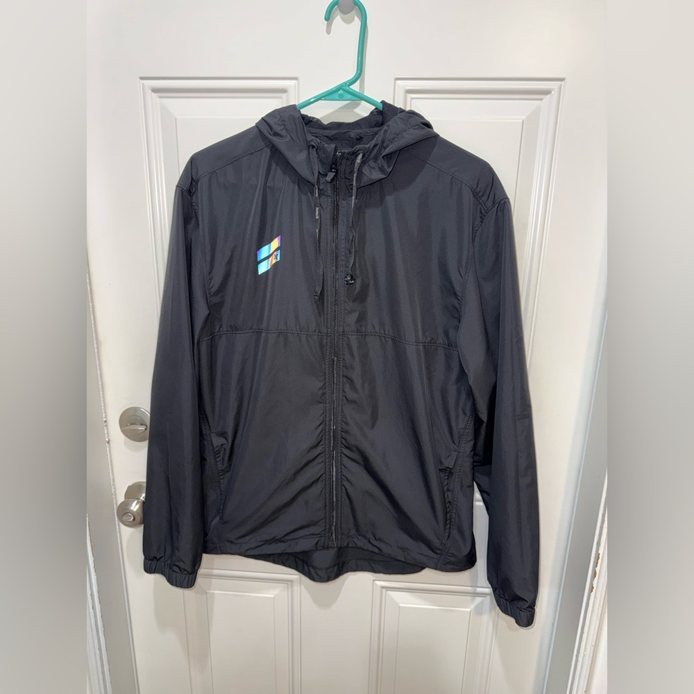 Men's Black Hooded Windbreaker Jacket